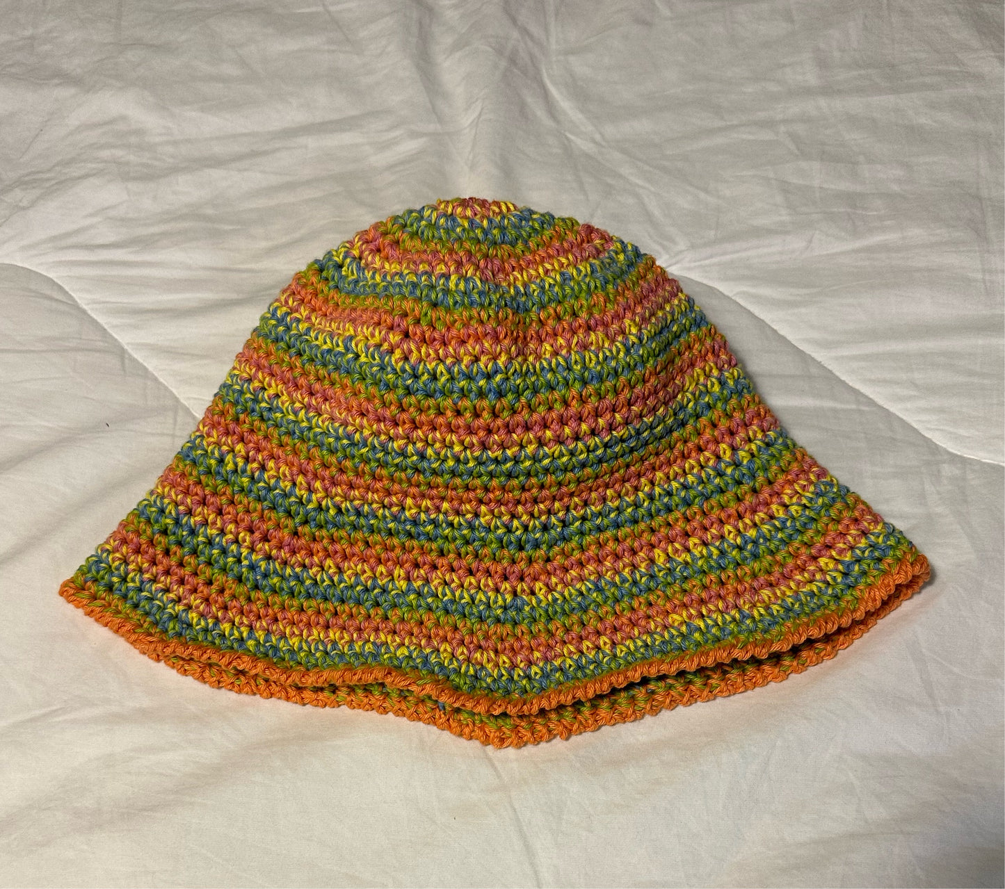 Crochet Cotton Striped Summer Bucket Hat