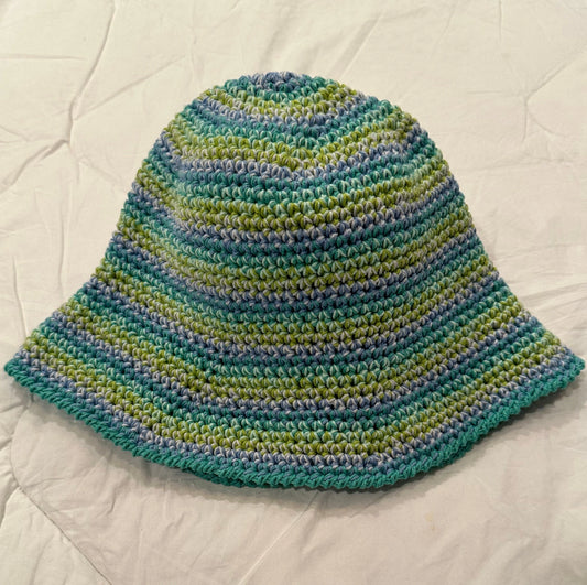 Crochet Cotton Striped Summer Bucket Hat