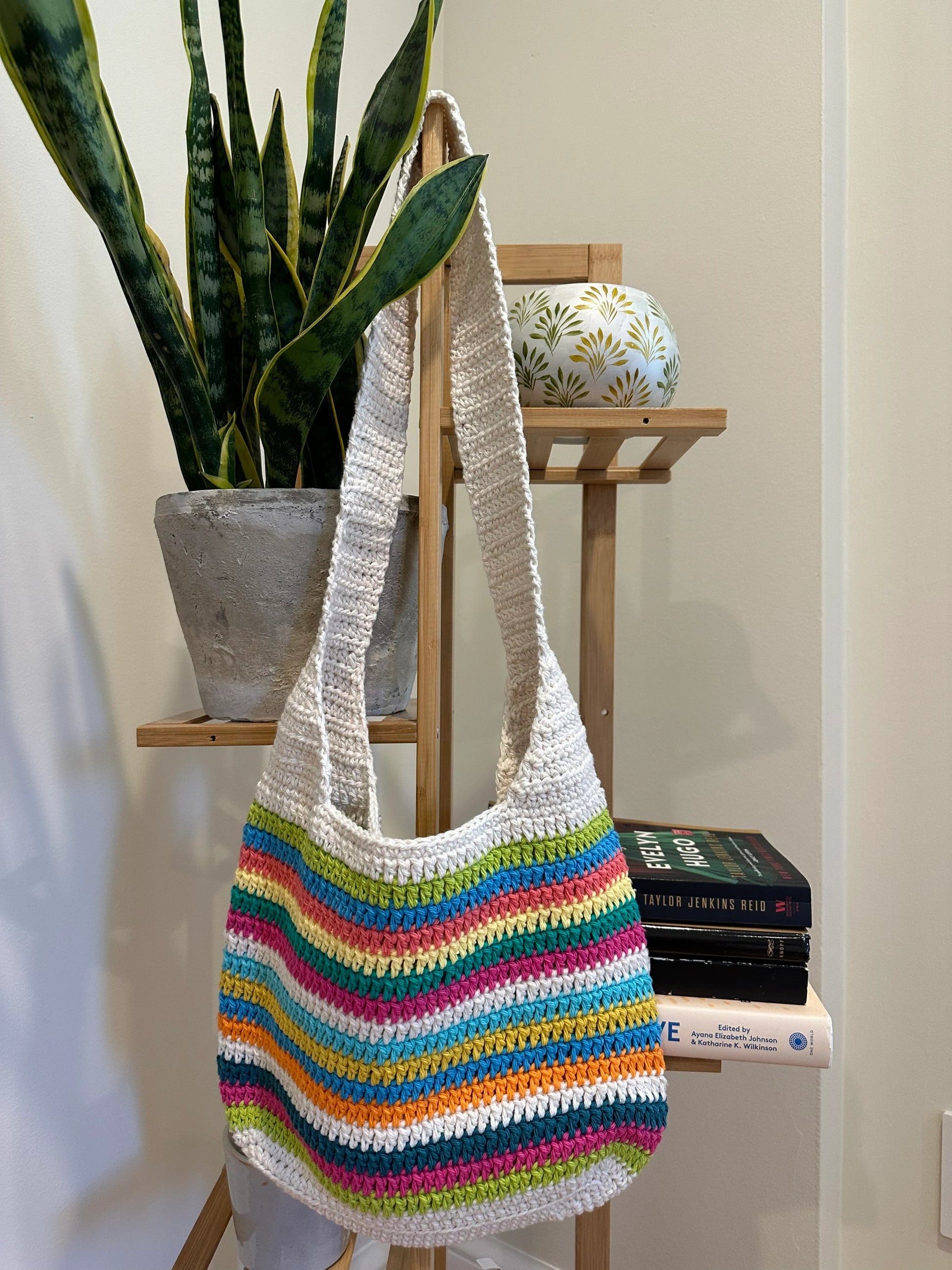Striped Summer Crochet Tote Bag